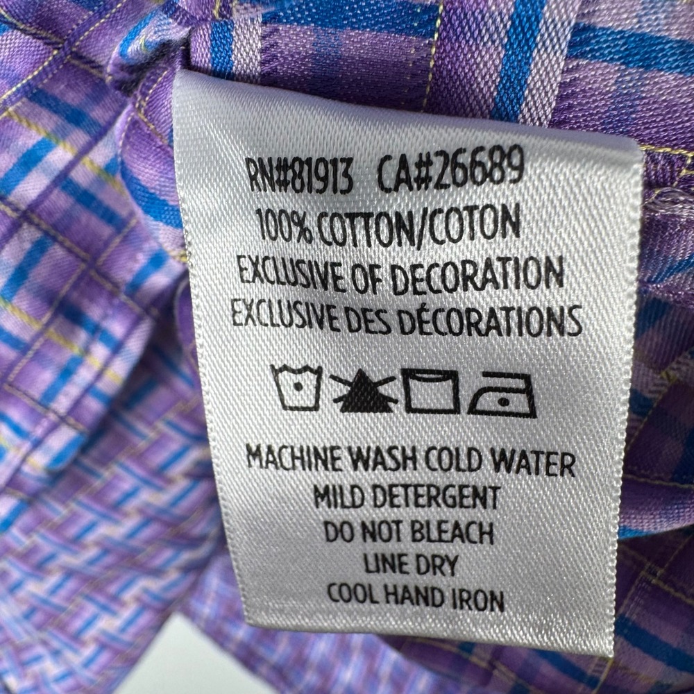 Robert Graham Geometric Print Short Sleeve Shirt Mens L PurpleButton Down - Picture 8 of 8